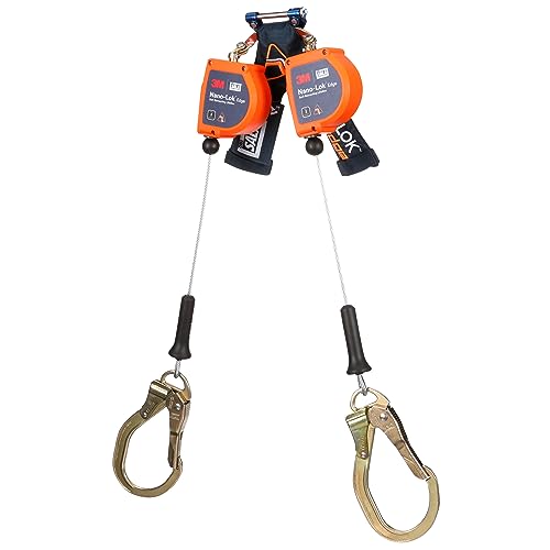 Image of 3M DBI-SALA Nano-Lok Edge Twin-Leg Personal Self-Retracting Lifeline 3500276, Cable, Steel Rebar Lock Hook, 8 ft. Class 2, ANSI