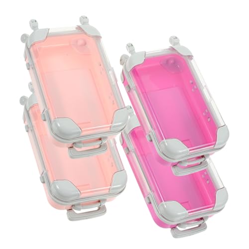 IWOWHERO 4個ミニスーツケース型 アイラッシュコンテナ 軽量クリアプラスチック製 化粧品収納ボックス 携帯用まげ収納ケース 旅行や日常持ち