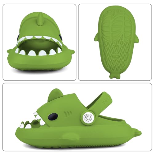 Image of Kids Shark Cloud Slides | Boys Girls Slip On Sandals | Toddler Beach Slippers | Youth Fish Flip Flops Pool Shower Shoes