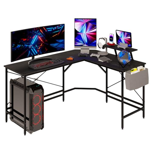 Opiniones de Escritorios Monterrey los 5 mejores. 50 MUBSON Escritorio Ejecutivo en l para Doble Monitor con Organizador de Escritorio con Soporte de 50kg por repisa y Medidas de 150x120x48 cm. Office Desk (Negro)