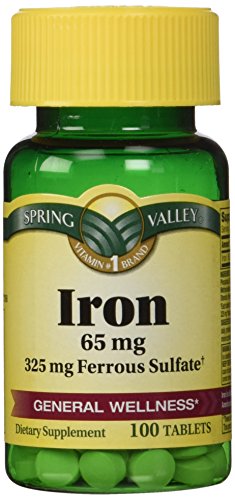 Spring Valley - Iron 65 mg, 200 Tablets - Equivalent to 325 mg Ferrous Sulfate, Twin Pack Spring Valley - Iron 65 mg, 200 Tablets - Equivalent to 325 mg Ferrous Sulfate, Twin Pack