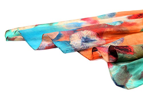 Women Fashion Silk Scarf Oblong Floral Oversize Soft Shawl Beach Wrap Colorful #TOP4