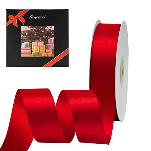 Image of Solid Color Double Faced Red Satin Ribbon 7 /8 inch X 25 Yards, Ribbons Perfect for Crafts, Wedding Decor, Bows Bouquet, Sewing, Christmas Gift Wrapping