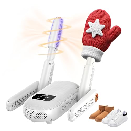 EPROICKS Secador de Zapatos Eléctrico, Secador de Botas, Secador Zapatos de Doble Soporte, Calentador de Zapatos y Botas, Aire caliente + luz violeta + Caja de sal, Triple Antibacteriano