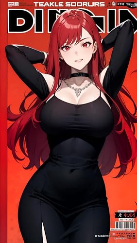 マガジンカバー風紅き魔女: AIイラスト AI girlシリーズ