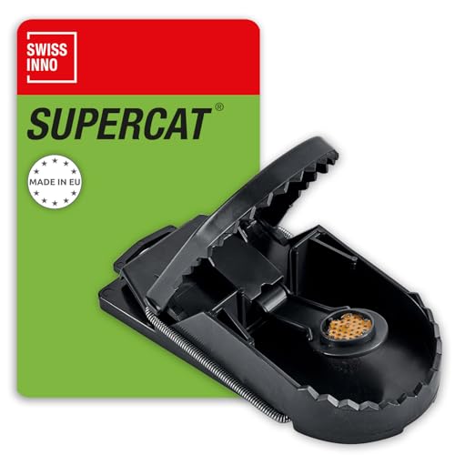 SWISSINNO Trampas para Ratas SuperCat – Ratoneras Grandes Reutilizable con Cebo de Cacahuete – Uso Interior Exterior – Potente e higiénica Lista Usar – 1 Trampa