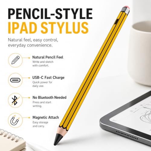 Image of HATOKU Pencil Style Stylus Pen for Apple iPad 2018-2026, No Bluetooth Setup