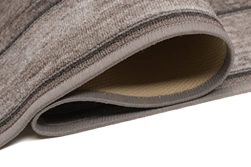 TAPISO Anti Rutsch Teppich Läufer rutschfest Brücke Meterware Modern Taupe Meliert Verwischt Streifen Design Flur Küche Wohnzimmer Diele… – Ansicht 5