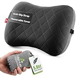Hikenture Camping Pillow with Removable Cover - Ultralight Inflatable Pillow for Neck Lumbar Support - Upgrade Backpacking Pillow - Washable Travel Air Pillows for Camping, Hiking, Backpacking (Black)
