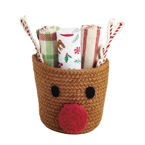 Mud Pie Christmas Reindeer Christmas Towel Basket Set Mud Pie Christmas Reindeer Christmas Towel Basket Set