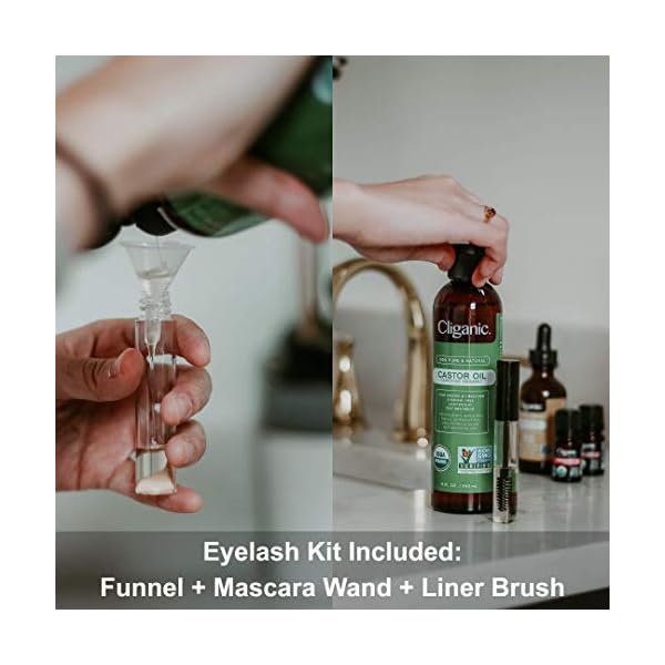 Cliganic-Organic-Castor-Oil-100-Pure-4oz-with-Eyelash-Kit-For-Eyelashes-Eyebrows-Hair-Skin Cliganic Organic Castor Oil, 100% Pure (4oz with Eyelash Kit) - For Eyelashes, Eyebrows, Hair & Skin