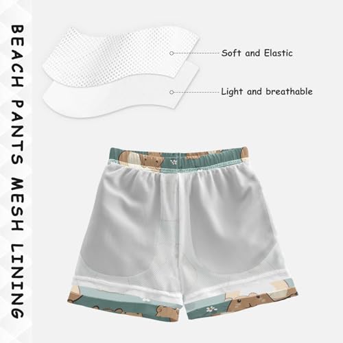 Pigsaly Boys Swim Trunks Capibara Capybara Flowers Green Boys Board Shorts Swimsuit Swimwear Summer Bathing Suit S4