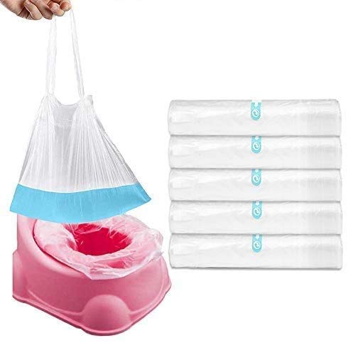 Paquet de 50 Sac de siège de toilette Jetable, Cymax Sacs de pot pour enfants avec cordon, idéal pour voyage et entraînement au pot pour tout-petits Cover