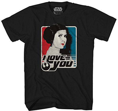 STAR WARS Princess Leia I Love You Han Solo Retro Vintage Classic Funny Humor Pun Mens Adult Graphic Tee T-Shirt (Small) Black