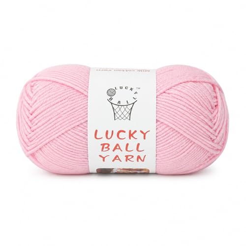 LUCKY BALL Milk Cotton Yarn 100g / 240 yd 60% Cotton 40% Acrylic #2 Fine Sport Yarn Soft Crochet & Knitting Yarn for Amigurumi Dolls Baby Items Flowers Hats Sweaters Blankets (Pink)