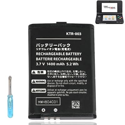 Batterie KTR-003 (nouvelle mise &agrave; niveau 2024) pour la nouvelle console de jeu Nin-tendo 3DS/KTR-003, avec outils, 3,7 V 1400 mAh/5,2 Wh （Pas pour les anciennes 3DS, 2DS, 2DS XL