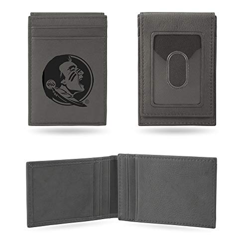 Image of Rico Industries NCAA Gray Laser Engraved Front Pocket Wallet - Compact /Comfortable /Slim