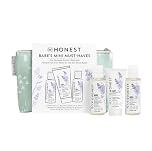 The Honest Company Babe's Travel Gift Set with Lavender Shampoo + Body Wash, Face & Body Lotion (1 fl oz), Organic Versatile Balm