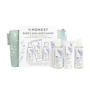 The Honest Company Babe’s Mini Must Haves Gift Set | Travel Size Hypoallergenic Lavender Bathtime Essentials | Shampoo + Body Wash (2 fl oz), Face + Body Lotion (1 fl oz), Bubble Bath (2 fl oz)