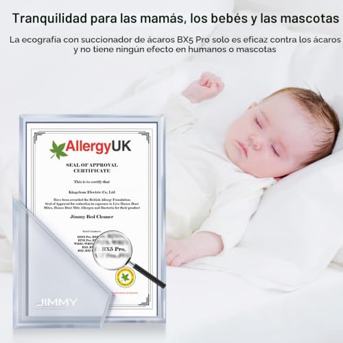Miniatura 8 de Jimmy Bx5 Pro Aspiradora Antiácaros Con Luz Uv, 500w Y 15kpa Aspirador De Ácaros Para Alérgicos, Tecnología Ultrasónica, Doble Filtrado Ciclónico Y Vibración, Apto Para Cama Y Colchón, Sofá
