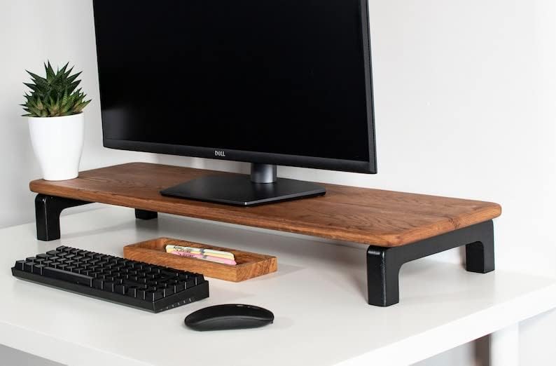 carpentray Wooden Computer Monitor Stand, Monitor Riser Desk Shelf Desktop Stand TV Laptop Riser
