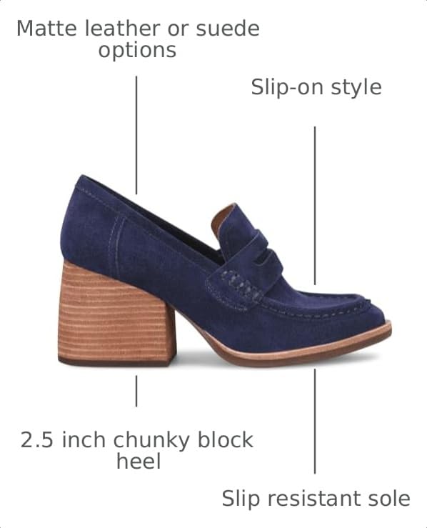 Image of MOOMMO Women Chunky Platform Loafers Pumps Round Closed Toe Slip On Penny Loafers Suede Block High Heels Oxford Shoes Formal Classic Thick Heel Dress Loafer Office Ladies Vintage Comfort 4-11 M US
