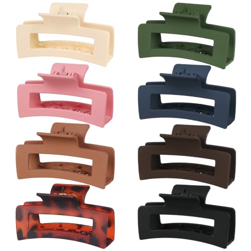 8 Pcs Hair Clips for Women 3.5 Inch Rectangle Claw Clips Fashion Hair Clips for Thick Thin Hair Non-slip Banana Clips-Multicolor