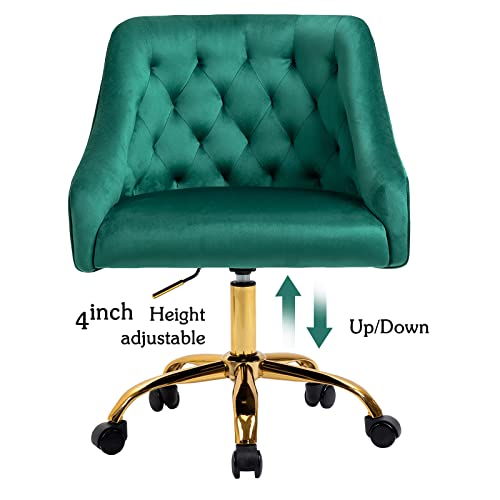 Attica Home Office Desk Chair Modern Velvet Office Computer Chair Height Adjustable Mid-Back Task Chair (Green) #TOP4