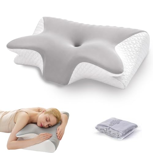 Cervical Neck Pillow for Pain Relief,Ergonomic Contour Memory Foam Pillows,Orthopedic Bed Pillow for Side Back Stomach Sleeper,Includes an Extra Pillowcase