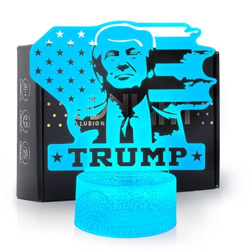 Ikavis 3D LED Night Light Trump 2024 Flat Acrylic Illusion Lighting Lamp with 7 Colors and Touch Sensor Trump Fan Nightlight Gift Trump Fight!
