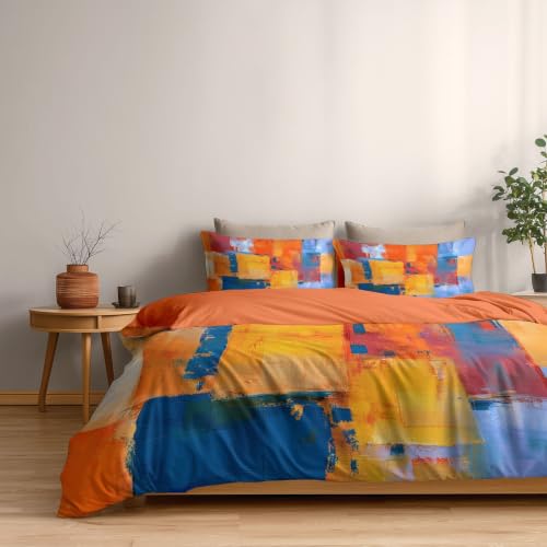 Parure de lit 2 personnes en microfibre infroissable art abstrait