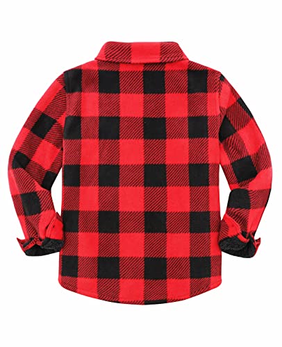 Image of ThCreasa Boys Sherpa Lined Plaid Button Shirt Jacket | Full Thermal Lining, Buffalo Plaid Shacket, Button Down, Family Matching Shirt, Dress Shirt Style, Cozy Winter Fall Outerwear