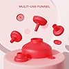 Pisol Wide Mouth Versatile Funnel, Canning Funnels for Kitchen Use, Food Grade Plastic Cooking Funnel Set with 4 Size Spouts and 2 Strainers for Filling Different Bottles and Bags, Red #4