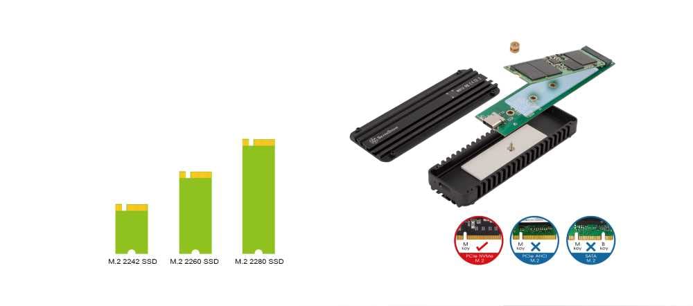 SilverStone Technology SST-MS12-20 Gbps SuperSpeed + USB 3.2 typ C do NVMe M.2 SSD obudowa, czarna