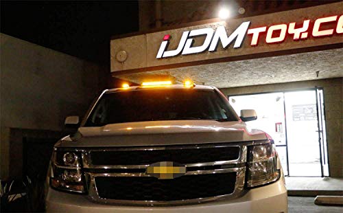 Ijdmtoy 3Pc-Set Black Smoked Cab Roof Top Marker Running Lamps W/ Amber Led Lights Compatible With Truck Pickup 4X4 Suv #TOP5