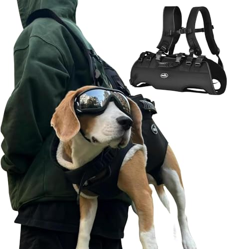 Wakytu 犬用リフトハーネス 全身犬用バックパックハーネス 緊急用犬用バックパック 障害者、高齢者、関節損傷、安定性を失った犬用 小型 (黒い, 2XL)