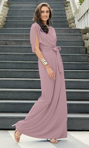 Image of KOH KOH Womens Long Semi-Formal Short Sleeve V-Neck Floor Length Maxi Dress Gown