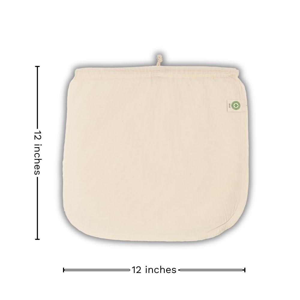 Reusable Jelly Strainer Bags - 100% Organic Cotton Juice Strainer Bags - Large, Reusable, Washable, and Biodegradable Kefir, Kava, Pulp & Yogurt Strainer Bags (3 Medium - 12