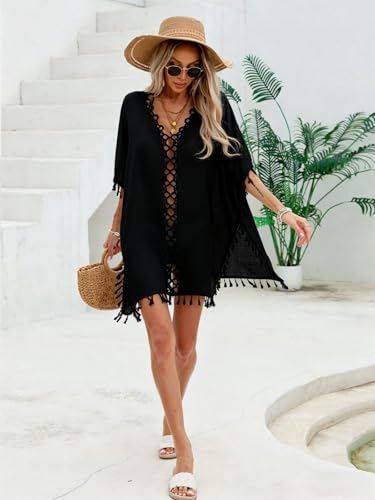 Image of YELAIVP Sexy Beach Cover Ups for Women Sheer Mesh Cover Ups for Swimwear High Cut Swim Suit Bikini Bathing Suit Cover Up