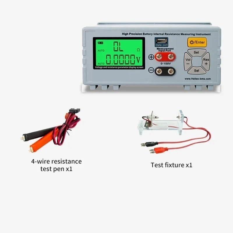 Probador de voltaje y resistencia interna de batería de alta precisión LCD de 2,4", resolución de 0,0001 mΩ, 0-100 V