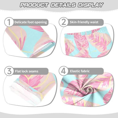Pink Banana Leaf Girls Leggings,Workout Leggings for Girls Toddler Athletic Leggings Size for 3-10T3