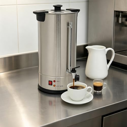 Image of 3.96 Gallon Electric Hot Water Dispenser, 1400W Stainless Steel Commercial Water Boiler and Warmer, 110V Temp Adjustable Tabletop Tea Coffee Urn for Parties (3.96Gal Sliver)