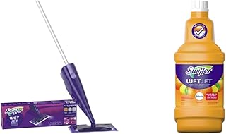 Swiffer WetJet Spray Mop Kit : Includes 1 Floor Mop, 1 Bottle of Floor Cleaner Solution, 6 Refill Pads, 4 Mop Pad Refills, & WetJet All Purpose Floor Cleaner Solution, Liquid Refill Bottle, 25 L