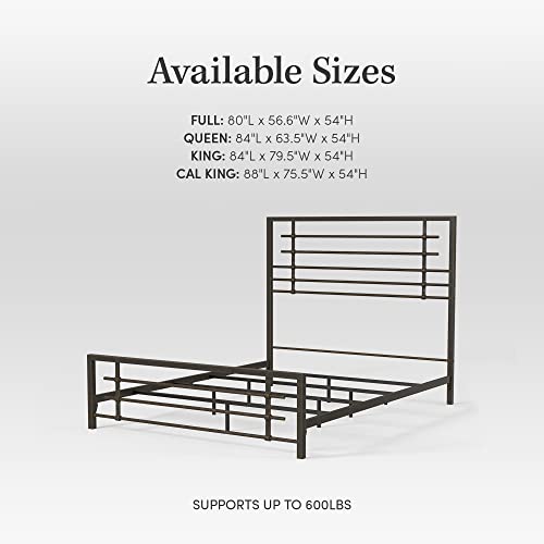 Eluxurysupply Metal Snap Bed Frame | Carbon Steel With Rustic Pewter Finish Folding Bed Frame | Easy Assembly With Headboard And Footboard | Sturdy Steel Construction Bed Base | King Size #TOP5