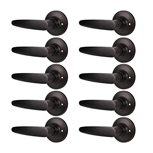 Knobwell 10 Pack Single Sided Dummy Door Levers Interior Dummy Door Knobs, Oil Rubbed Bronze Finish Dummy Handles Reversible For Left Or Right Handed Doors #TOP12