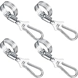 4 Pack Boat Flag Pole Clips, Pontoon Flag Pole Kit Rail Mount for 0.75-1.2 Inch Diameter Flagpole with Carabiner Clamp