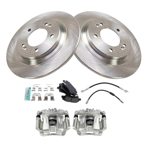Image of TRQ Rear Brake Pad and Rotor Set Semi Metallic Calipers Compatible with 2014-2016 Kia Optima