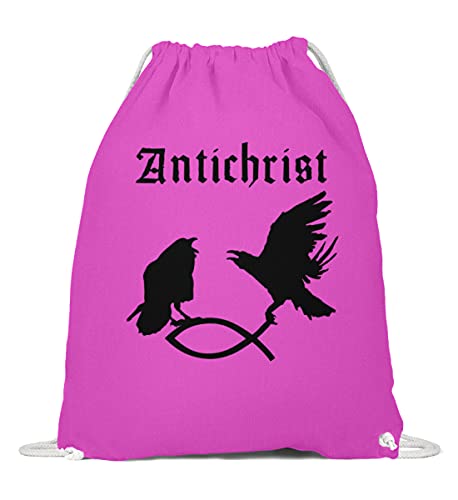 Gymsac en coton rouge fuchsia Antichrist Raben pêcher 37x46cm