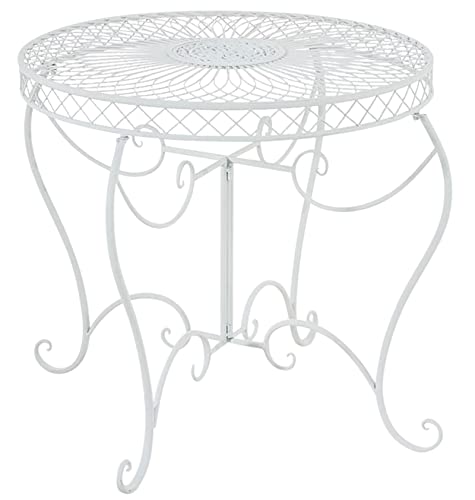 Mesa de Jardín en Hierro Sheela | Mesa Redonda Ø 76 cm en Estilo Medieval | Mesa de Exterior Estilo Rústico | Color:, Color:Blanco