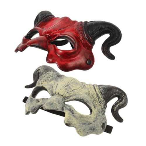 YARNOW Masque Demi Visage Démon Vintage avec de Chèvre Masque Effrayant pour Fête Halloween et Cosplay Accessoire et pour Costumées